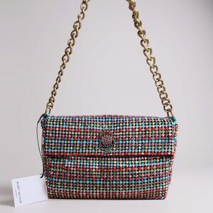 Kurt Geiger Multicolor Crystal Studded Shoulder Bag with Gold Chain NWT